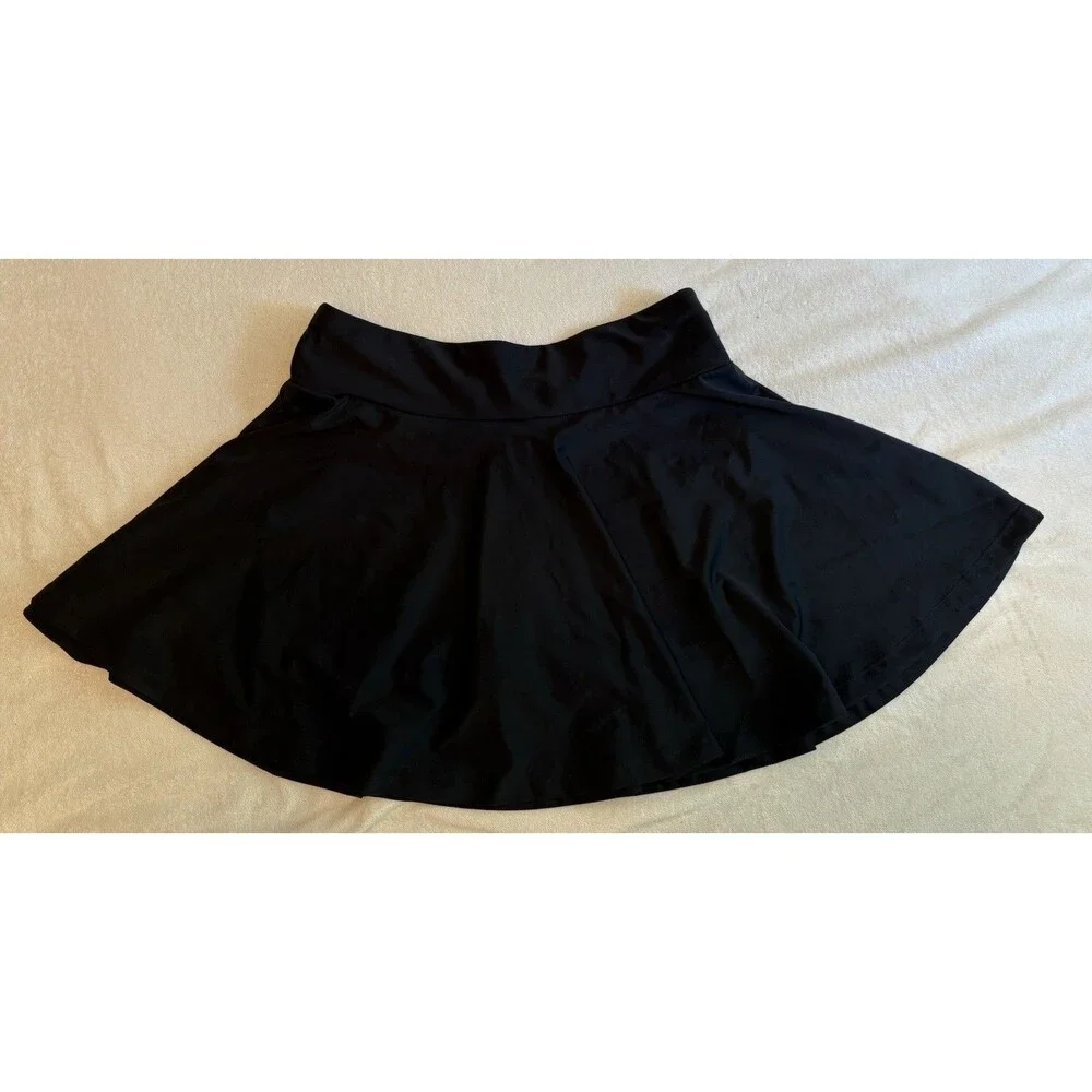 Calypsa Black Swim Skirt Womens Large Modest Flare Swimwear Cover Up L